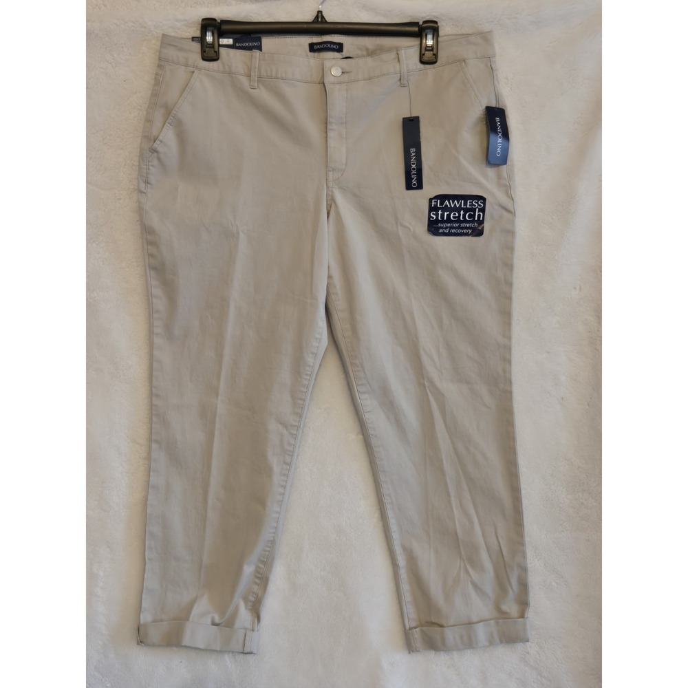 Bandolino Capri Pants Womens 16 Creamstpne Cuffed Khaki Beige New